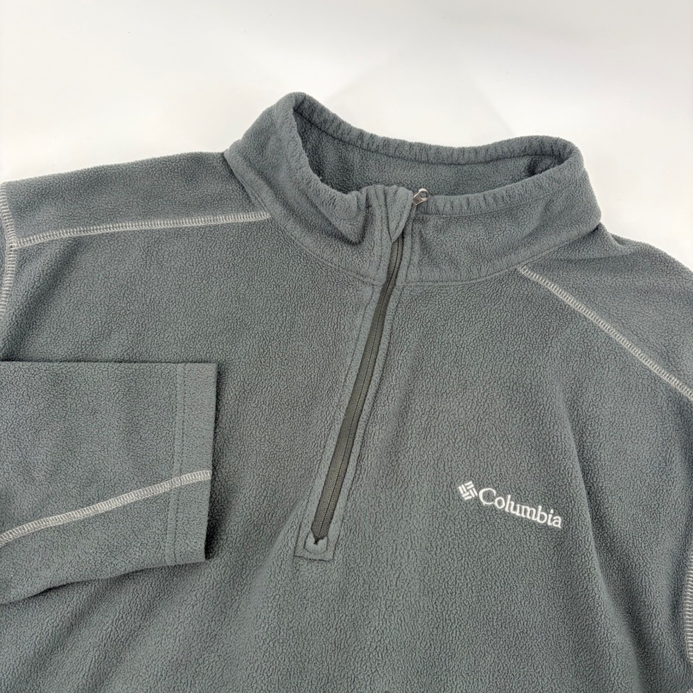 Columbia Mens‎ XL Gray Quarter Zip Fleece Pullover Mock Neck Hiking Sweater